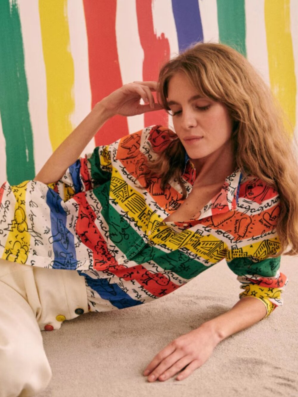 Sezane x JCC Pierro Shirt Poemes / Rainbow 34